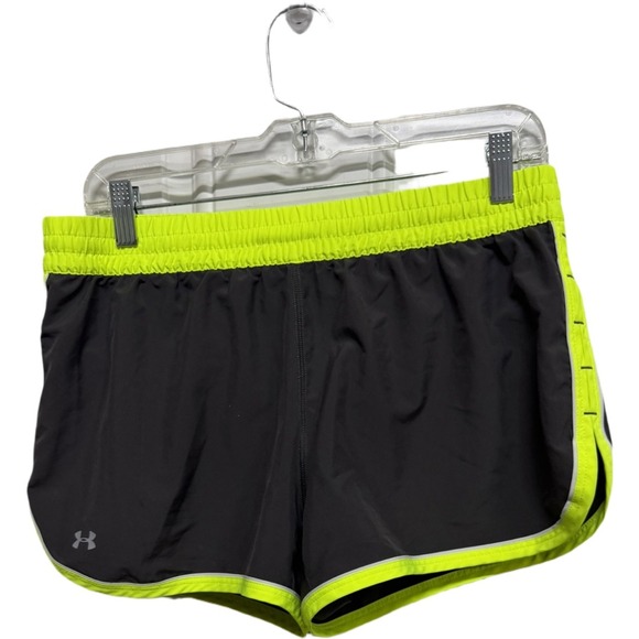 Under Armour Pants - Under Armour HeatGear Running Shorts Gray Neon Yellow Women's Medium Gym Athlete